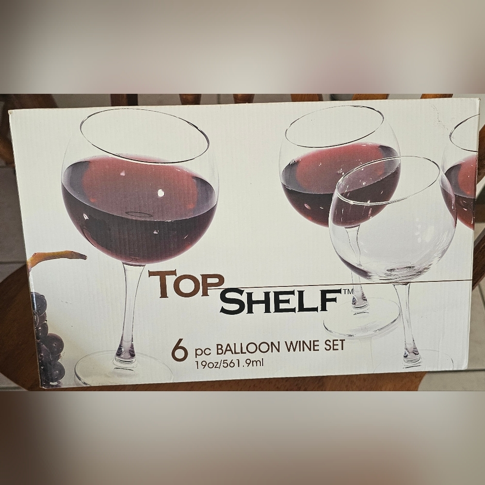 Top Shelf 6-Piece Balloon Wine Glass Set | Elegant Oversized Stemware
